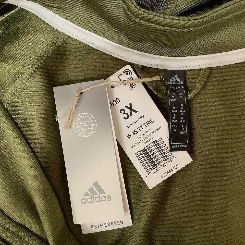 ADIDAS Track Activewear Jacket Unisex Women's Olive Green Zip Up sz 3X - Picture 5 of 5